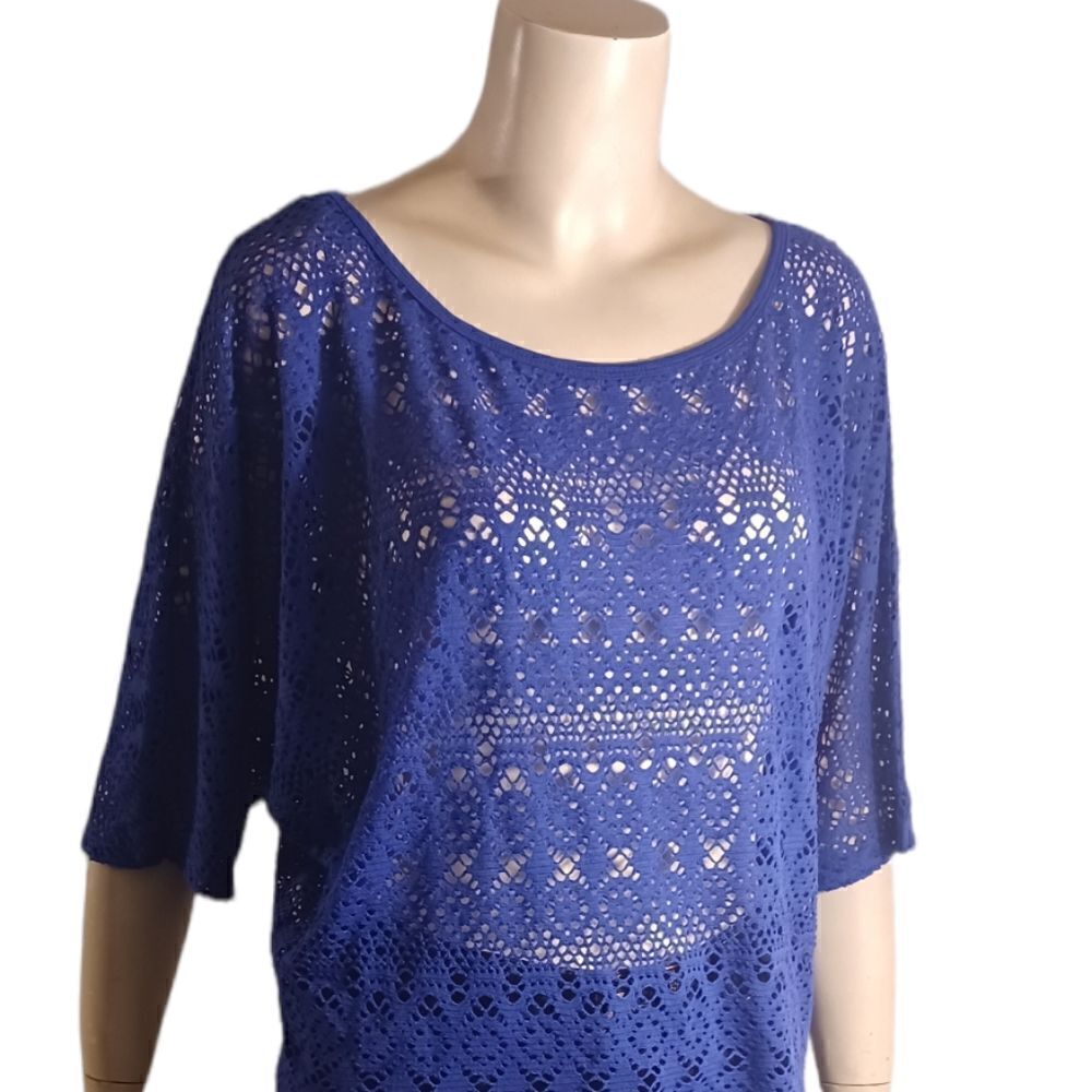 605533...Bisou Bisou Purple Shear Knit Top Size Large